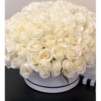 101 белая роза в коробке